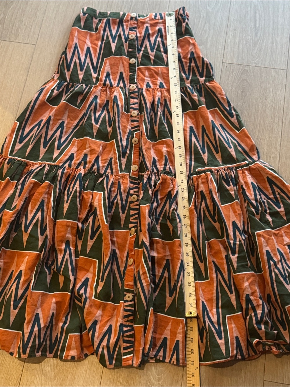 Veronica Beard Sundance Abstract Linen Button-Front Tiered Maxi Skirt Size S - Picture 15 of 15